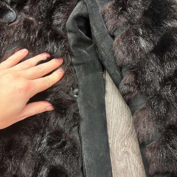 Vintage Mink Fur Coat Womens Medium Black Mid Length Rajac Genuine Dark Brown - Picture 4 of 14